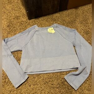 Aerie Offline Cropped Blue Top